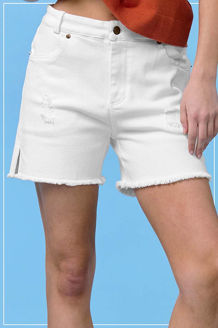 High Rise Mineral Washed Denim Shorts