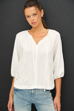 Embroidered Peasant Top