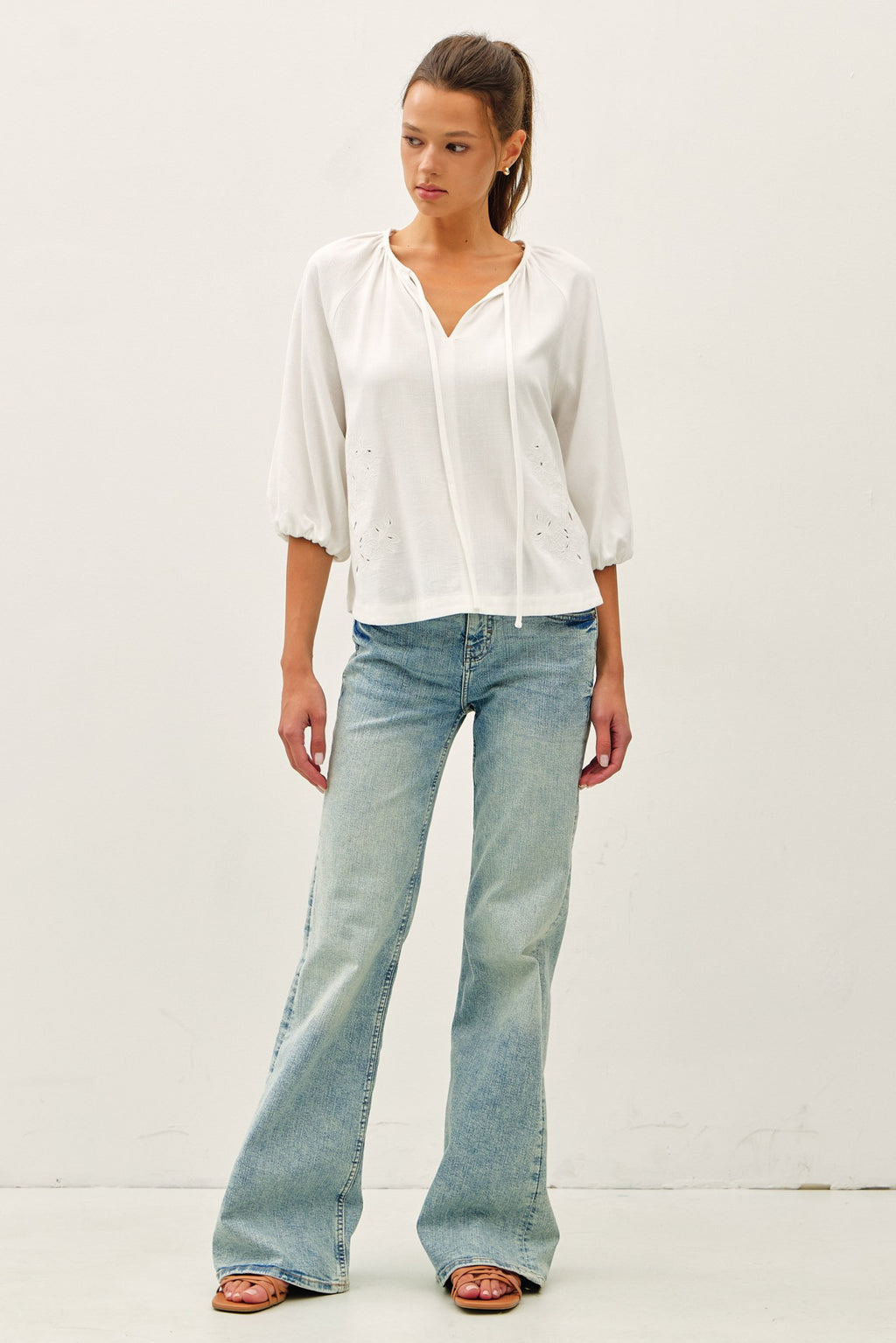 Embroidered Peasant Top