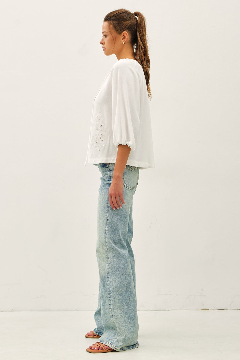 Embroidered Peasant Top