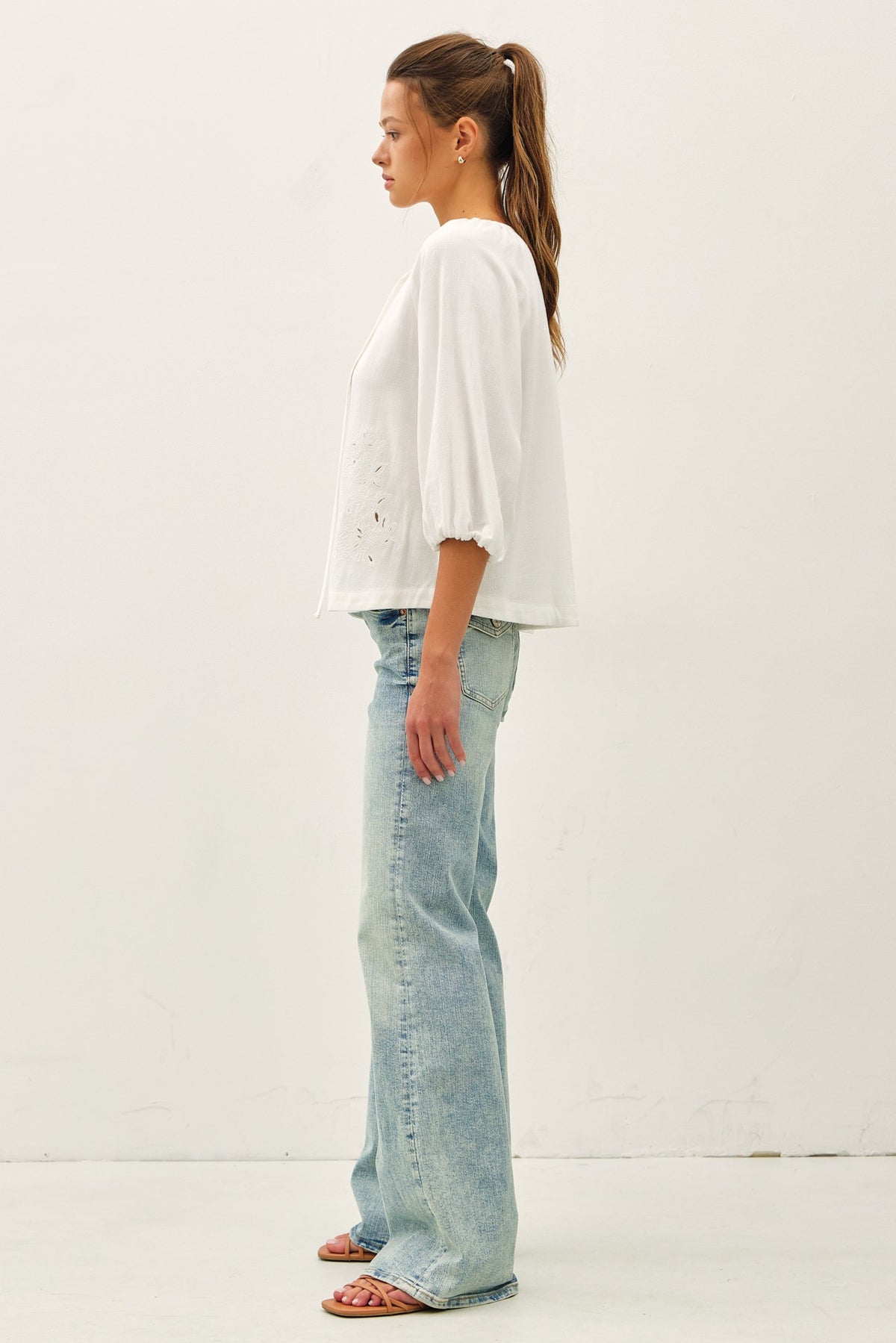Embroidered Peasant Top