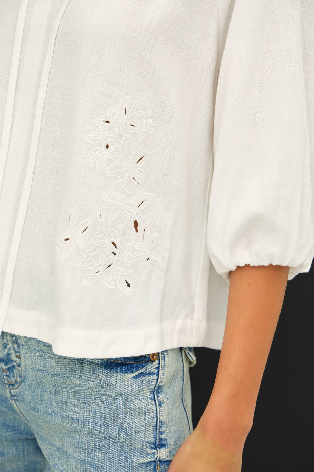 Embroidered Peasant Top