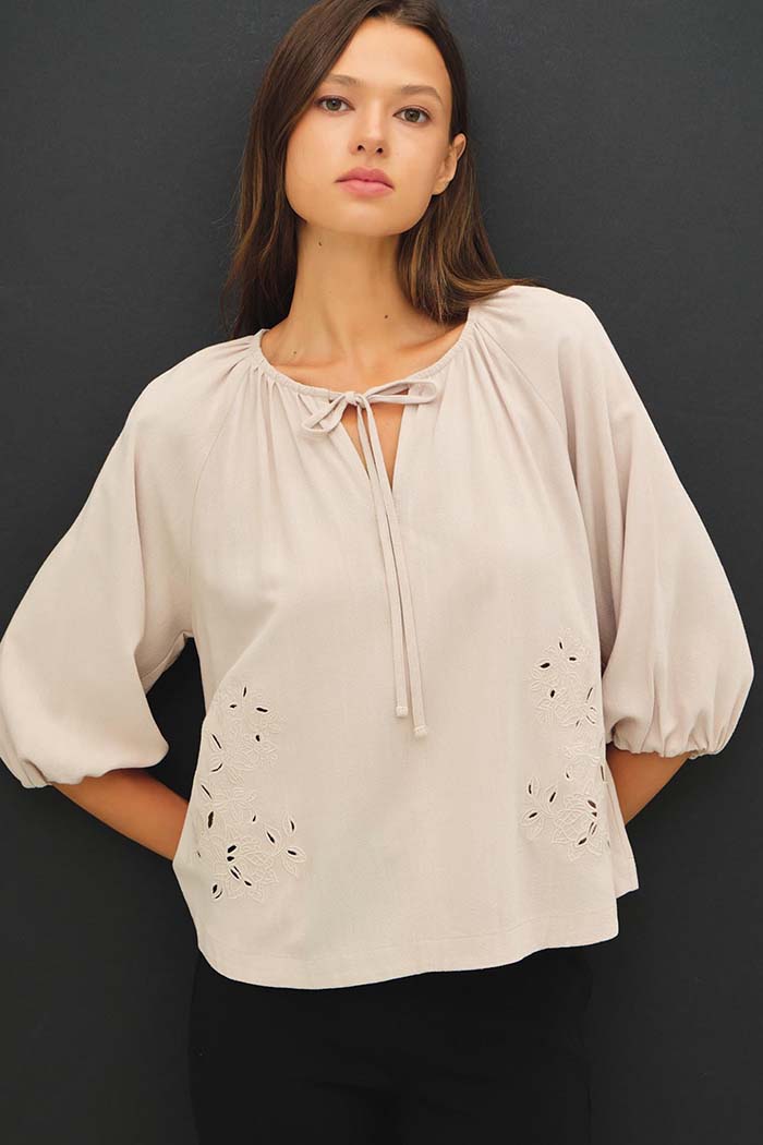 Embroidered Peasant Top