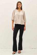 Embroidered Peasant Top