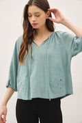 Embroidered Peasant Top