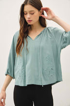 Embroidered Peasant Top