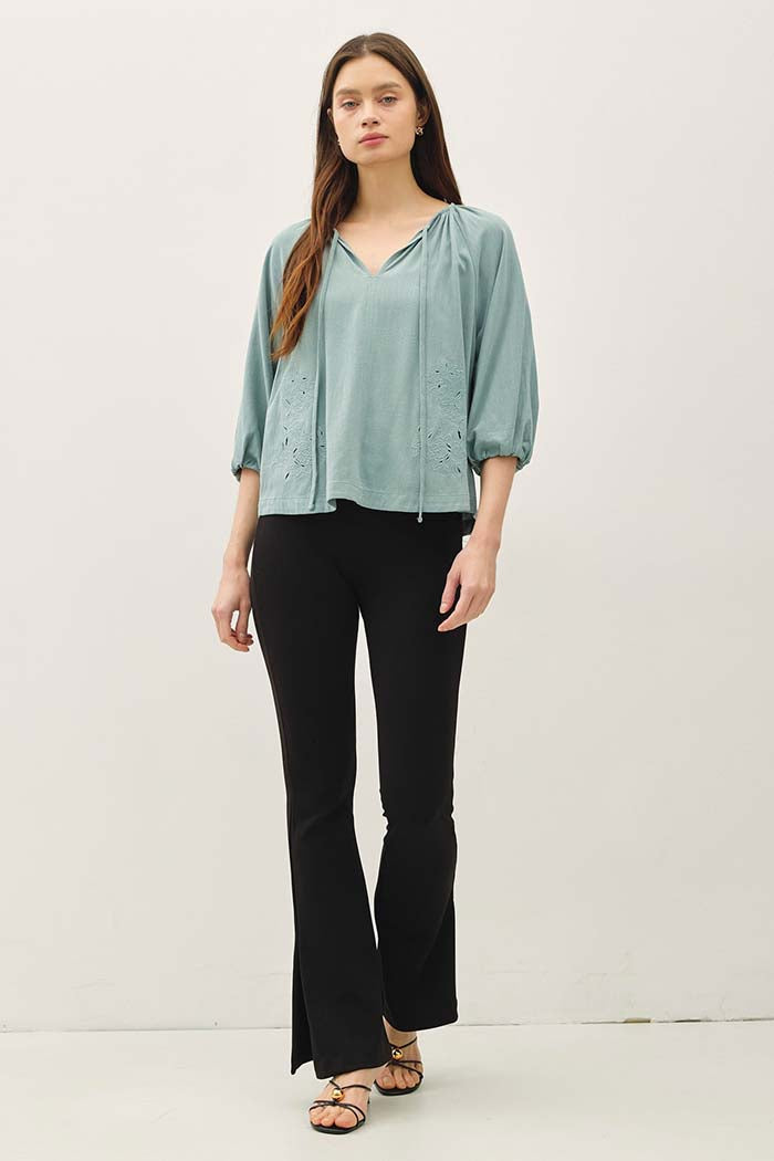 Embroidered Peasant Top