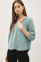 Embroidered Peasant Top