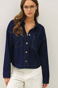 Knit Denim Cropped Shacket