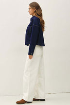 Knit Denim Cropped Shacket