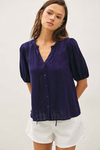 Midnight Ruffle Tie Blouse