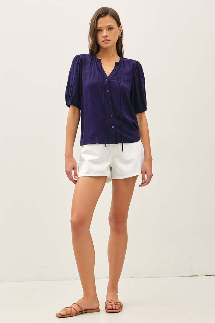 Midnight Ruffle Tie Blouse