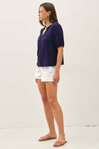 Midnight Ruffle Tie Blouse