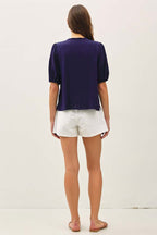 Midnight Ruffle Tie Blouse