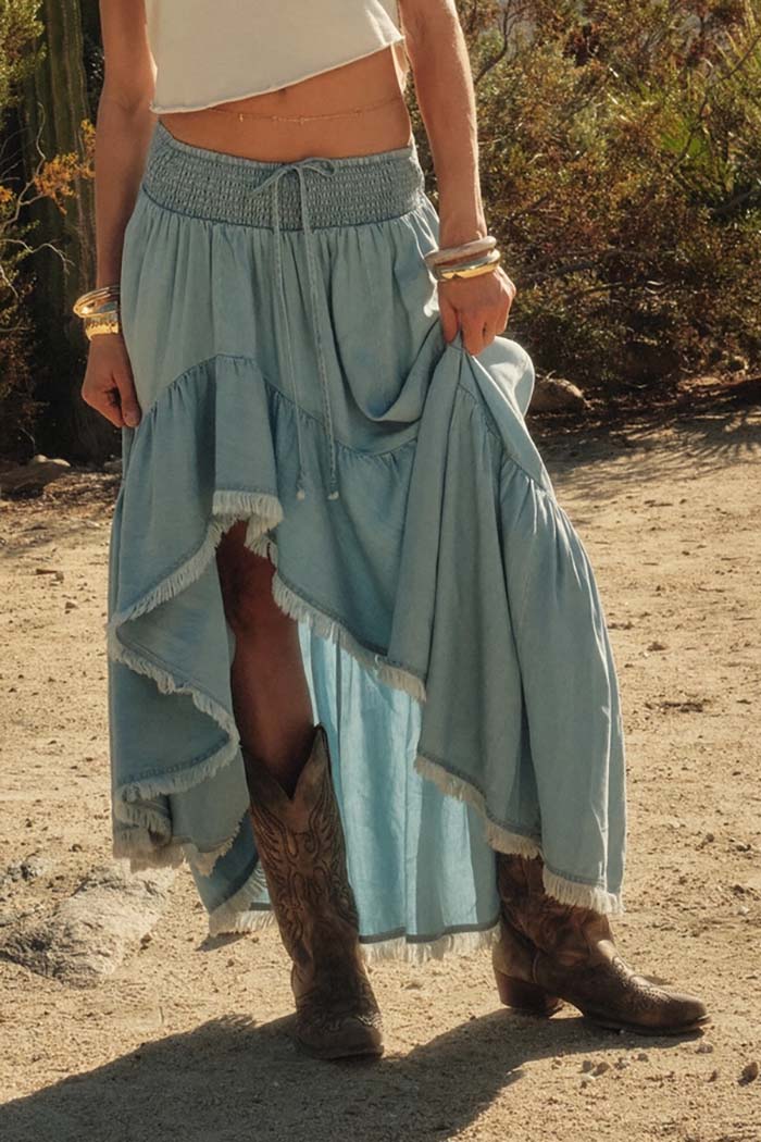High-Low Tiered Maxi Skirt