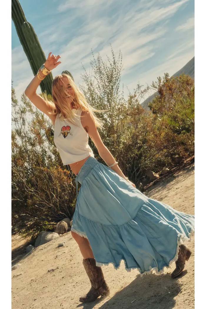 High-Low Tiered Maxi Skirt
