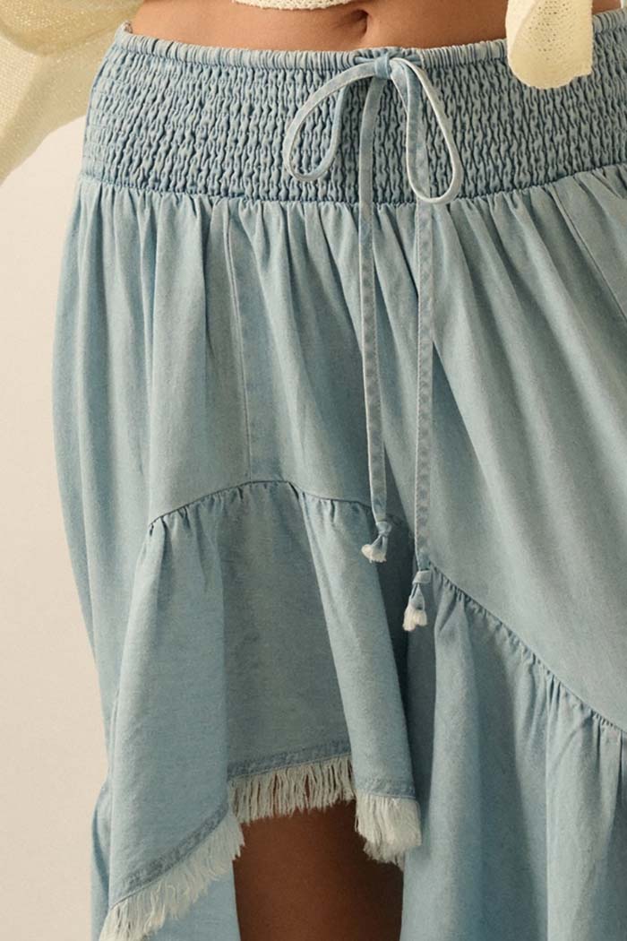 High-Low Tiered Maxi Skirt