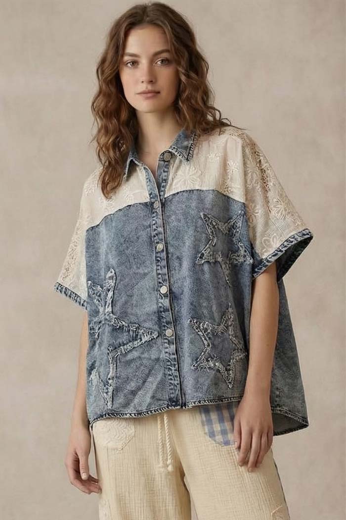 Denim Star Accent Shirt