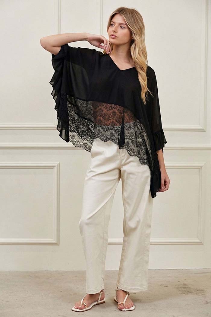 Midnight Lace Poncho Top