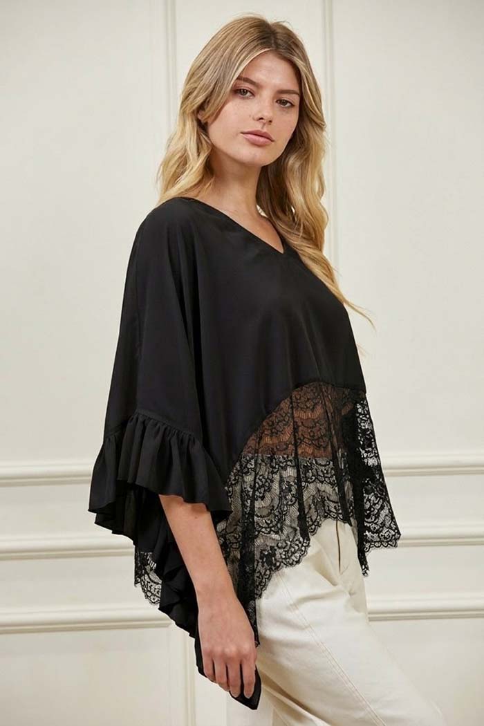 Midnight Lace Poncho Top
