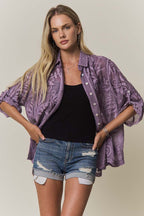 Vine Embroidered Cotton Shirt