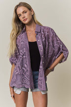 Vine Embroidered Cotton Shirt
