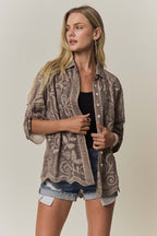 Vine Embroidered Cotton Shirt