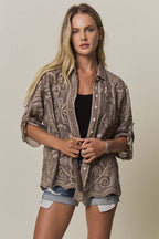 Vine Embroidered Cotton Shirt