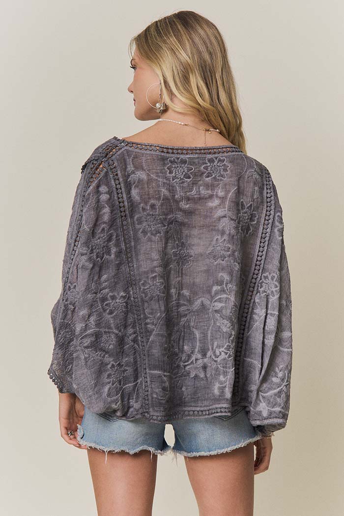 Embroidered Kimono Cardigan