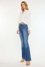 Braided Pocket High Rise Flare Jeans