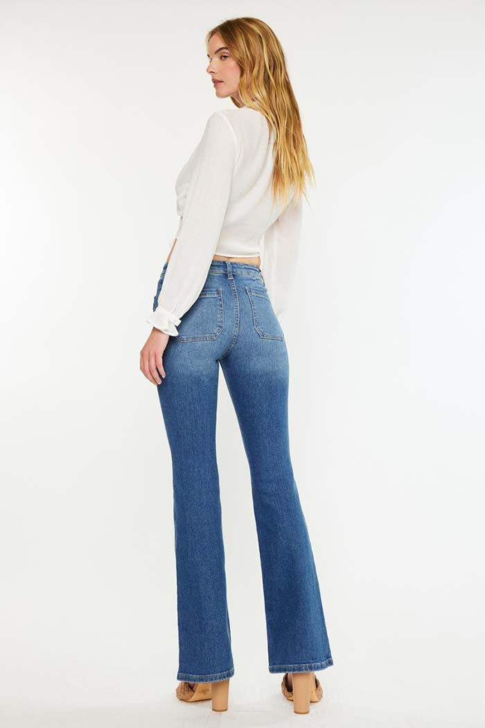 Braided Pocket High Rise Flare Jeans