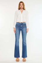 Braided Pocket High Rise Flare Jeans