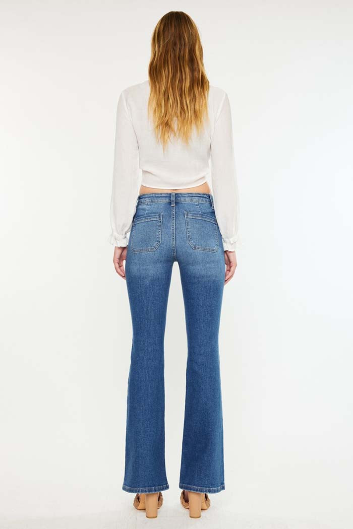 Braided Pocket High Rise Flare Jeans