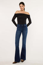 Mid Rise Super Stretch Flare Jeans