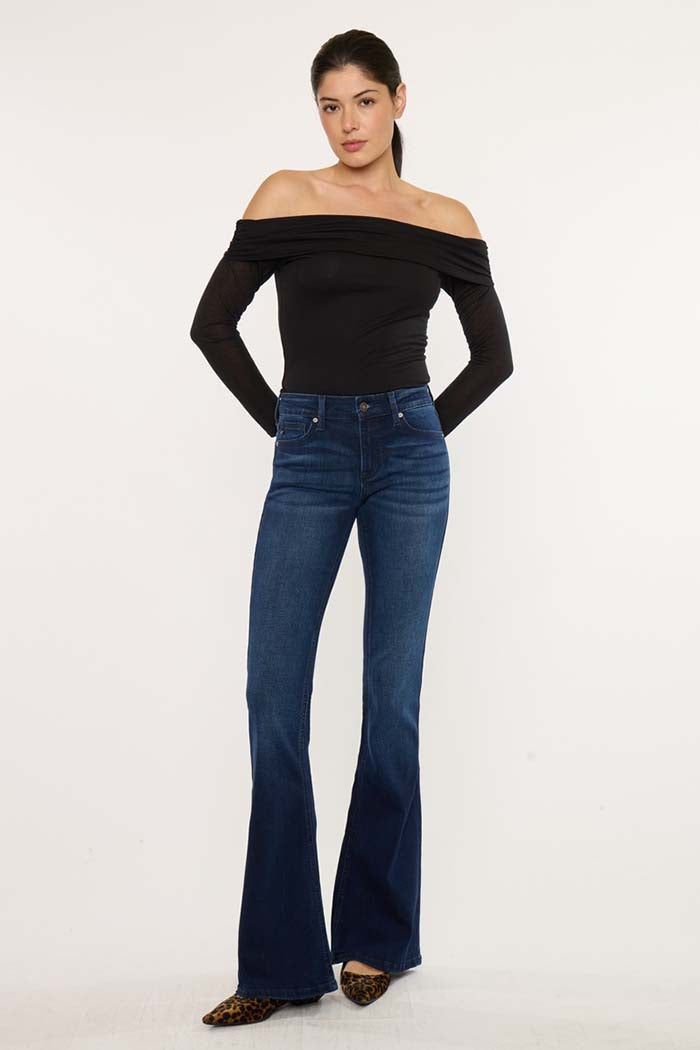 Mid Rise Super Stretch Flare Jeans