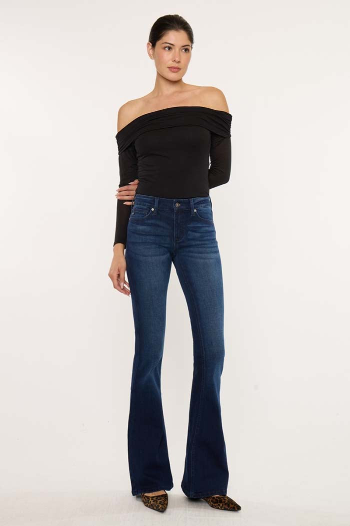 Mid Rise Super Stretch Flare Jeans