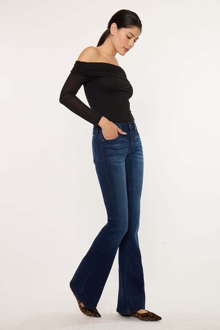 Mid Rise Super Stretch Flare Jeans