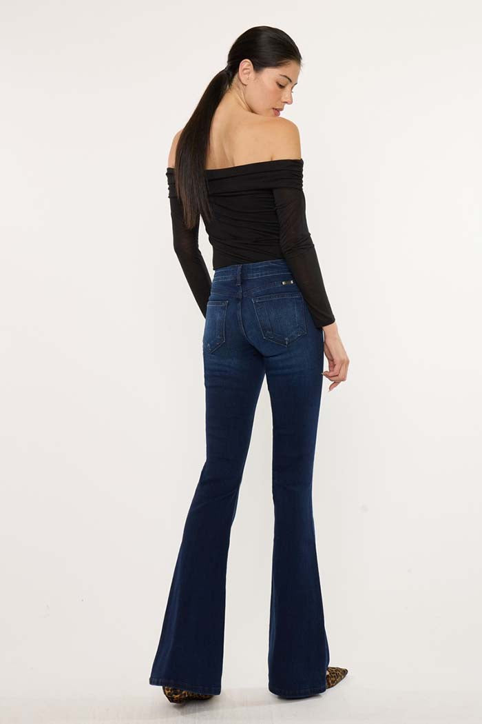 Mid Rise Super Stretch Flare Jeans