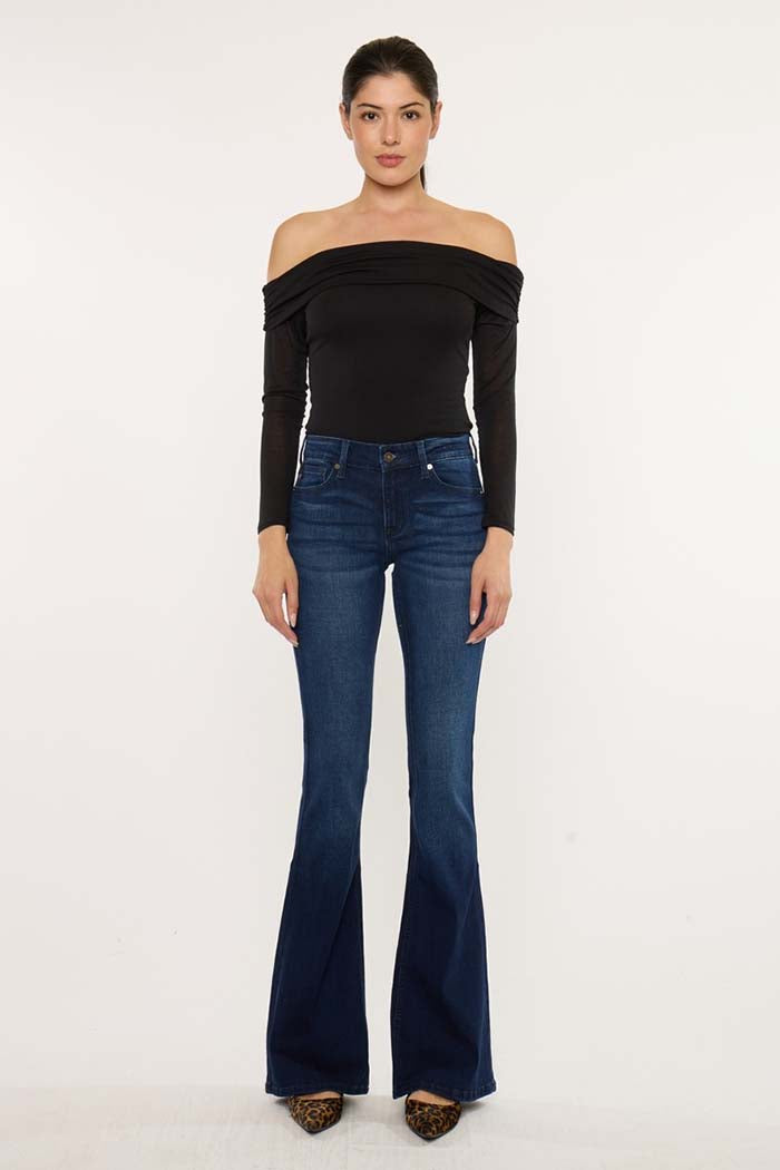 Mid Rise Super Stretch Flare Jeans