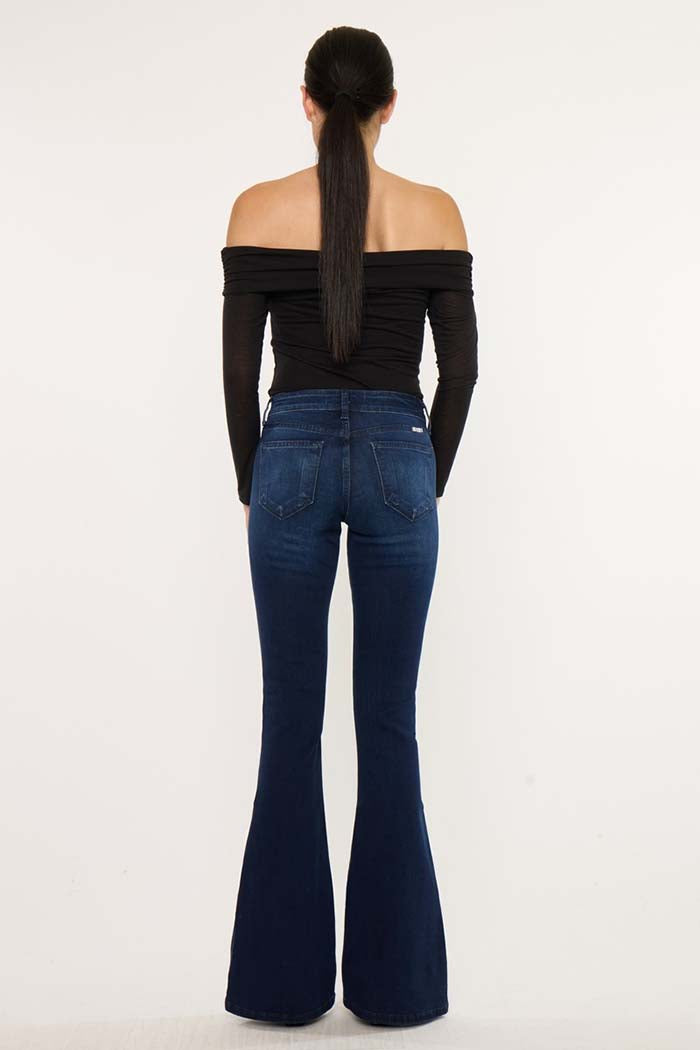 Mid Rise Super Stretch Flare Jeans
