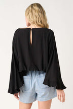 Boat Neck Ruffle Hem Top