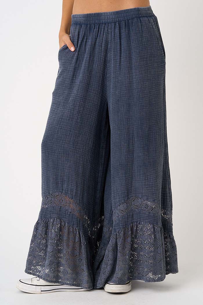 Elastic Waist Wide Leg Pants