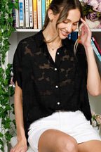 Floral Jacquard Blouse Shirt