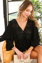 Midnight Meadow Crochet Blouse