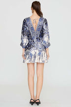 Paisley Print Tie Waist Mini Dress