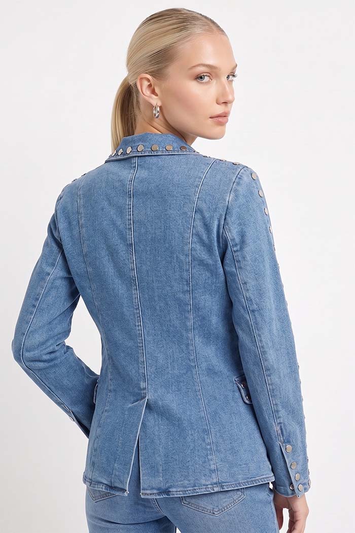 Dome Studded Denim Blazer