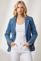 Dome Studded Denim Blazer
