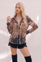 Sheer Floral Print Blouse