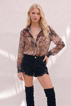Sheer Floral Print Blouse