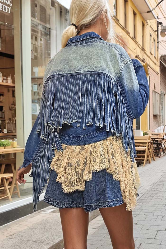 Premium Fringed Denim Jacket